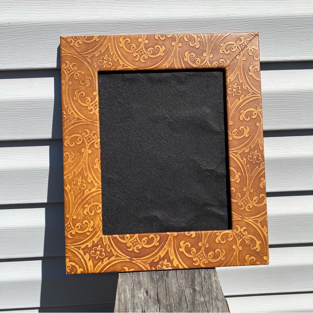 Wilsons Leather Tooled Picture Photo Frame Brown Padded Western Style